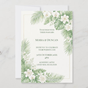 Invitation Mariage à la végétation de palmiers tropicaux