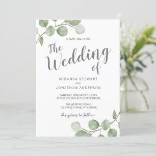 Invitation Mariage à la verdure d'eucalyptus à l'aquarelle