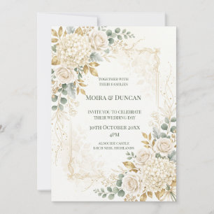 Invitation Mariage à la verdure florale ivoire