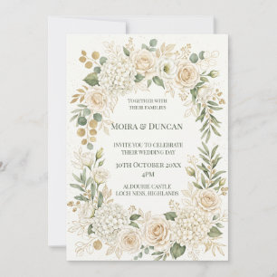 Invitation Mariage à la verdure florale ivoire
