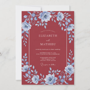 Invitation Mariage à la Vigne Azur Cramoisi