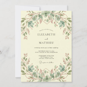 Invitation Mariage à la vigne de crème ivoire