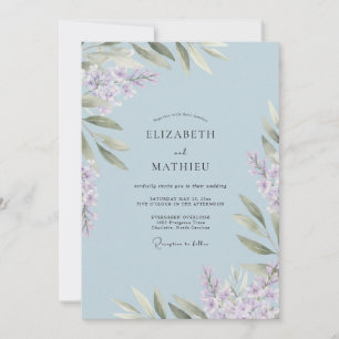 Invitation Mariage à la Wisteria Bleu Glacé