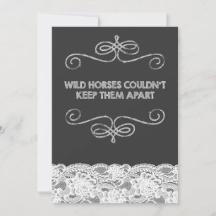 Invitation Mariage à l'ancienne sur tableau noir avec Chevaux