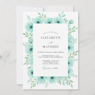 Invitation Mariage à l'anémone aquamarine