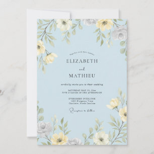 Invitation Mariage à l'anémone jaune crème