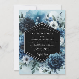 Invitation Mariage à l'Anémone Navy Moody