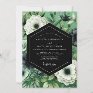 Invitation Mariage à l'Anémone Noir Emeraude