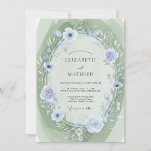 Invitation Mariage à l'anémone Pervenche