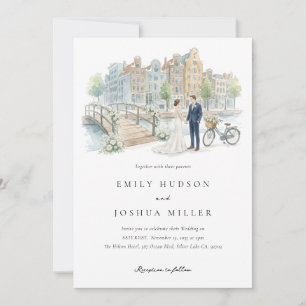 Invitation Mariage à l'aquarelle à Amsterdam