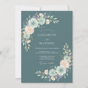 Invitation Mariage à l'aquarelle Ardoise Intemporelle