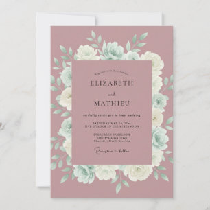 Invitation Mariage à l'aquarelle dans une brume mauve