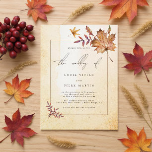 Invitation Mariage à l'aquarelle de feuille d'érable d'automn