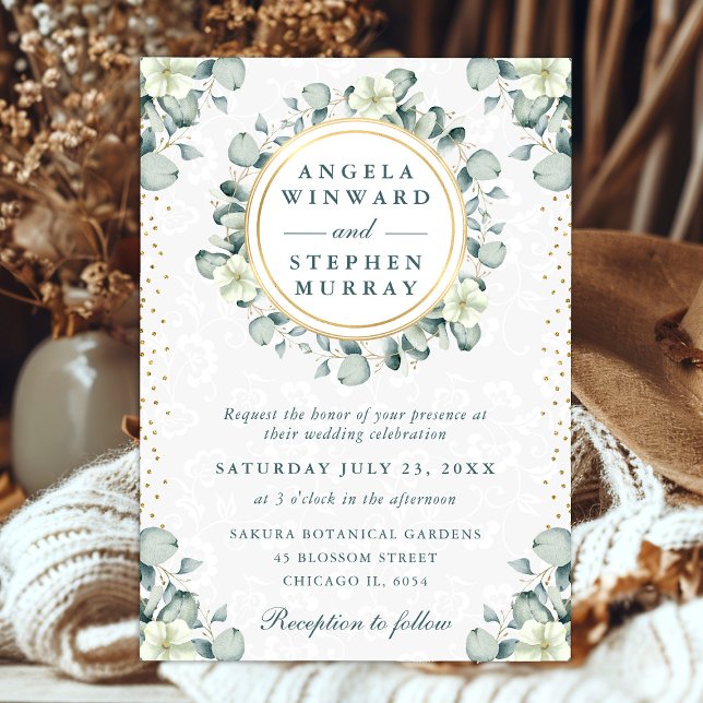 Invitation Mariage à l'aquarelle Eucalyptus Verdure (Créateur téléchargé)