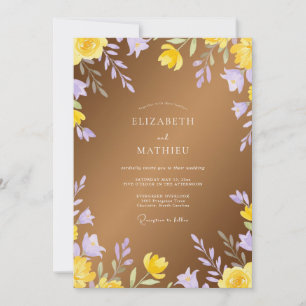 Invitation Mariage à l'aquarelle lavande dorée