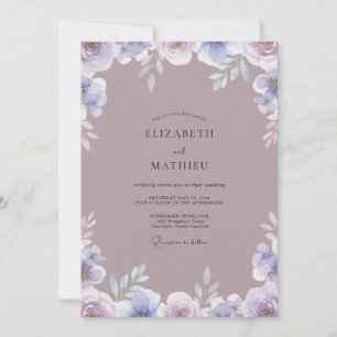 Invitation Mariage à l'aquarelle lavande mauve