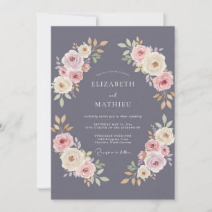 Invitation Mariage à l'aquarelle Mauve Poussiéreux
