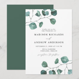 Invitation Mariage à l'aquarelle moderne de verdure d'eucalyp