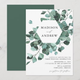 Invitation Mariage à l'aquarelle moderne d'eucalyptus verdoya