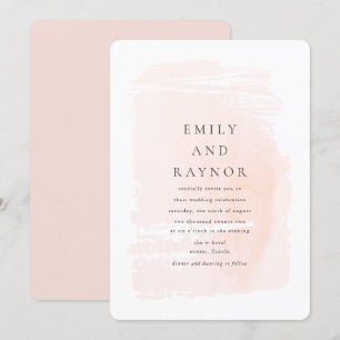 Invitation Mariage à l'aquarelle moderne rose poudré