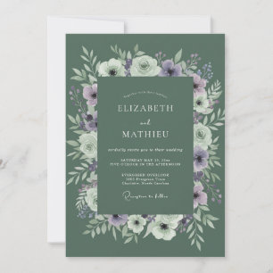 Invitation Mariage à l'aquarelle olive lavande