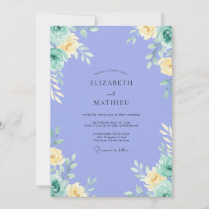 Invitation Mariage à l'aquarelle papillon de nuit Pivoine