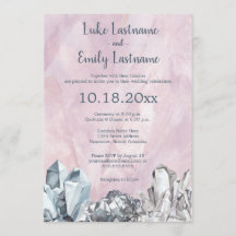 Mariage à l'aquarelle rose de géodes et gemmes