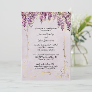 Invitation Mariage à l'aquarelle Wisteria sur Lavande