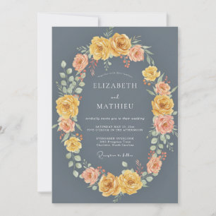 Invitation Mariage à l'Arch Flourish Bleu Ardoise Peintre