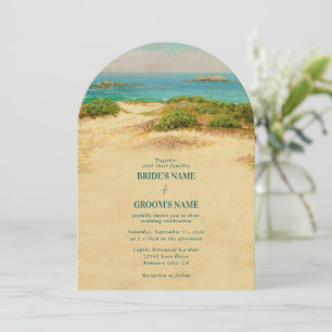 Invitation Mariage à l'arche de plage côtière à l'aquarelle