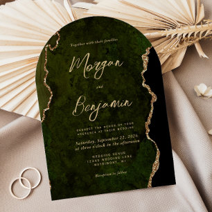 Invitation Mariage à l'Arche de Style Moderne avec Agate Vert