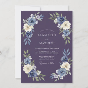 Invitation Mariage à l'arche florale indigo