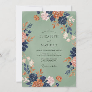 Invitation Mariage à l'arche florale sauge