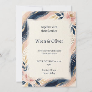 Invitation Mariage à l'arche Navy Blush