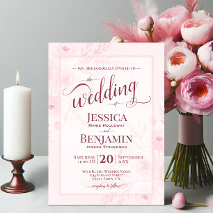 Invitation Mariage à l'écriture script bohème florale aquarel