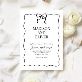 Invitation Mariage à l'élégance noire avec nœud papillon fant