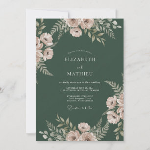 Invitation Mariage à l'émeraude lunatique au ranunculus et à