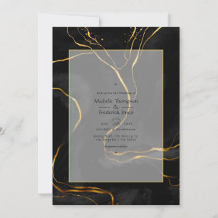 Invitation Mariage à l'encre de luxe noir et or