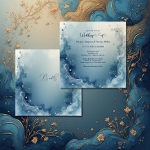 mariage à l'encre de marbre côtier bleu blanc rêve