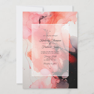 Invitation Mariage à l'encre noire, blanche et rouge