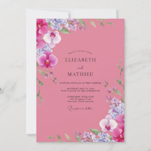 Invitation Mariage à l'orchidée violette Fuchsia