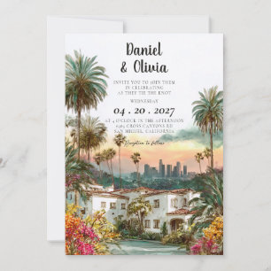 Invitation Mariage à Los Angeles avec ciel de destination aqu