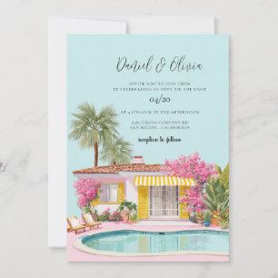 Invitation Mariage à Miami Beach à l'aquarelle
