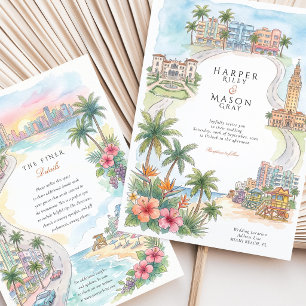 Invitation Mariage à Miami Beach Floride Art Déco South Beach