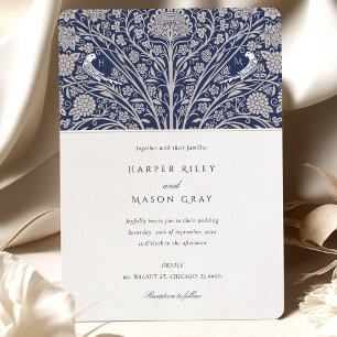 Invitation Mariage à monogramme de deux oiseaux victoriens