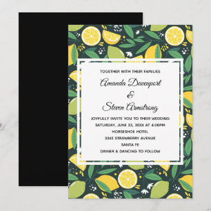 Invitation Mariage à motif de citron jaune et lime verte