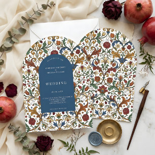 Invitation Mariage à motif floral Renaissance médiévale