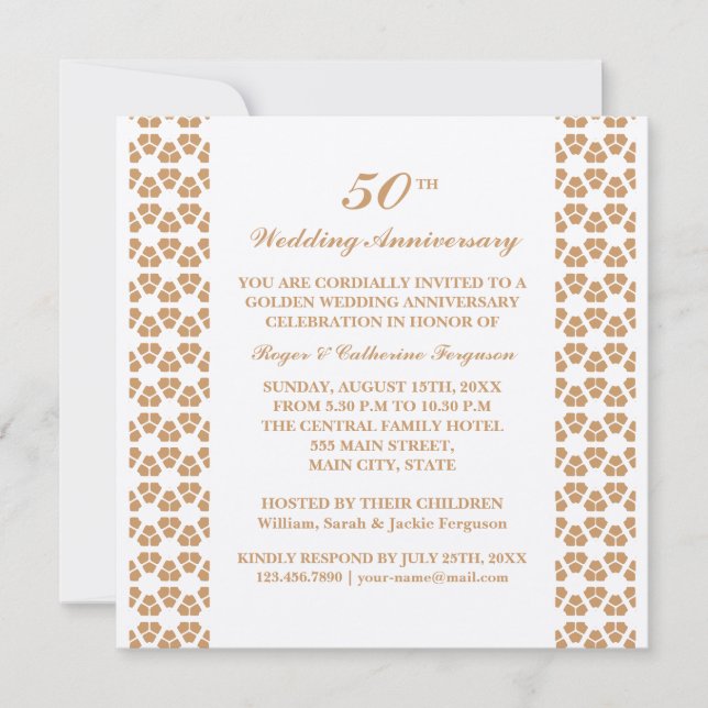 Invitation Mariage à motif orné Anniversaire (Devant)
