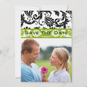 Invitation Mariage à motifs damassés vert pomme Enregistrer l