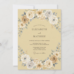 Invitation Mariage à Pétale Ardoise Champagne Rosé